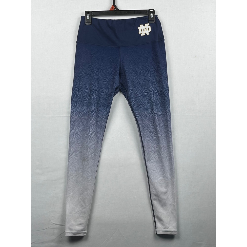 ZooZatz Notre Dame Leggings Ombre Geometric Logo Size M Blue White Pants